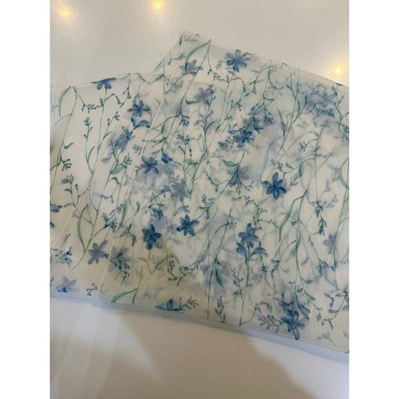 Hillard & Hanson White Blue Floral Print Scarf - Picture 4 of 4